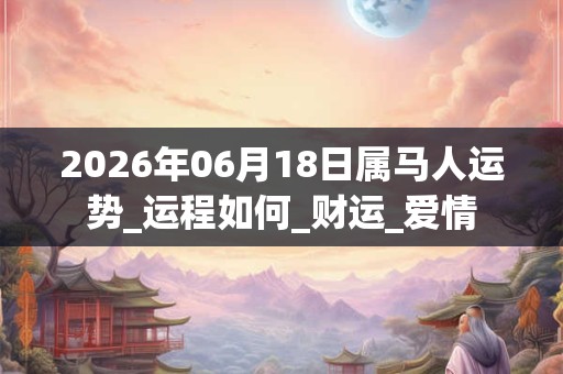 2026年06月18日属马人运势_运程如何_财运_爱情 2026年06月18日属马人运势_运程如何_财运_爱情