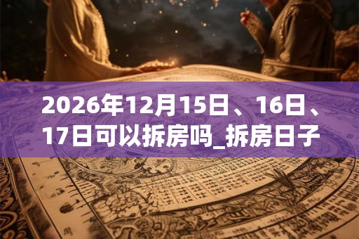 2026年12月15日、16日、17日可以拆房吗_拆房日子好吗