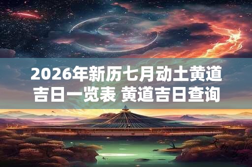 2026年新历七月动土黄道吉日一览表 黄道吉日查询 2026年新历七月动土黄道吉日一览表 黄道吉日查询