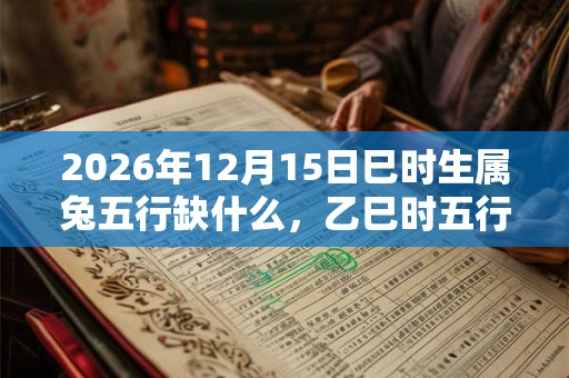 2026年12月15日巳时生属兔五行缺什么，乙巳时五行缺什么