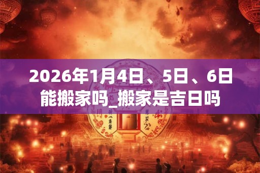 2026年1月4日、5日、6日能搬家吗_搬家是吉日吗 2026年1月4日、5日、6日能搬家吗_搬家是吉日吗