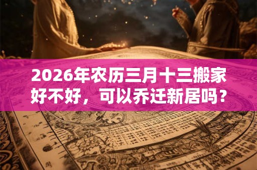 2026年农历三月十三搬家好不好，可以乔迁新居吗？