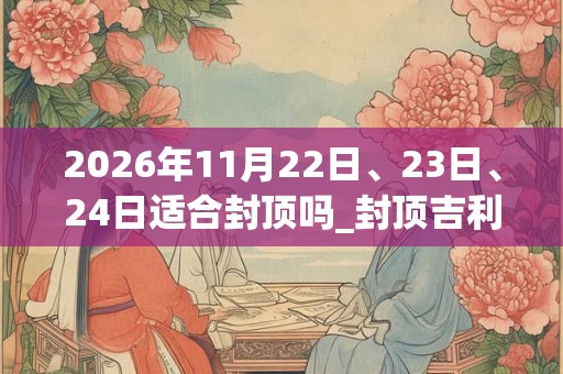 2026年11月22日、23日、24日适合封顶吗_封顶吉利吗