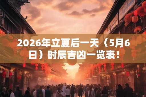 2026年立夏后一天（5月6日）时辰吉凶一览表！