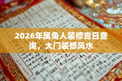 2026年属兔人装修吉日查询，大门装修风水
