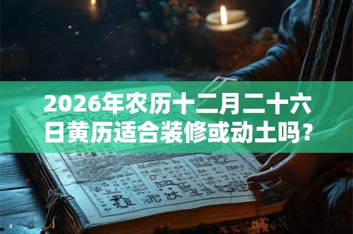 2026年农历十二月二十六日黄历适合装修或动土吗? 2026年农历十二月二十六日黄历适合装修或动土吗?