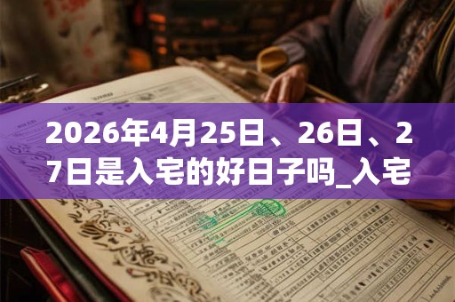2026年4月25日、26日、27日是入宅的好日子吗_入宅可以吗