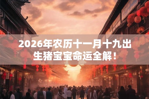 2026年农历十一月十九出生猪宝宝命运全解！