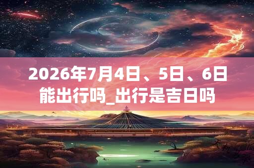 2026年7月4日、5日、6日能出行吗_出行是吉日吗 2026年7月4日、5日、6日能出行吗_出行是吉日吗