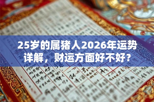 25岁的属猪人2026年运势详解,财运方面好不好? 25岁的属猪人2026年运势详解,财运方面好不好?
