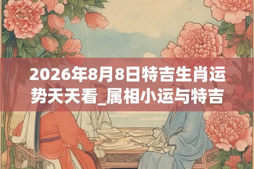 2026年8月8日特吉生肖运势天天看_属相小运与特吉生肖播报