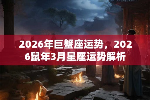 2026年巨蟹座运势，2026鼠年3月星座运势解析