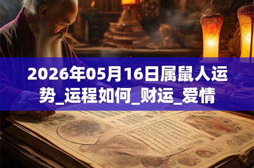 2026年05月16日属鼠人运势_运程如何_财运_爱情