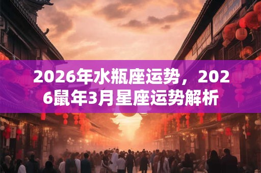 2026年水瓶座运势，2026鼠年3月星座运势解析