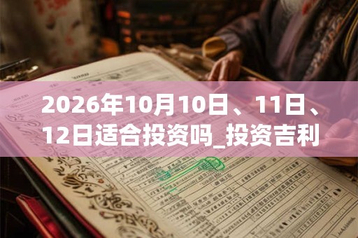 2026年10月10日、11日、12日适合投资吗_投资吉利吗