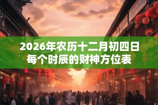 2026年农历十二月初四日每个时辰的财神方位表