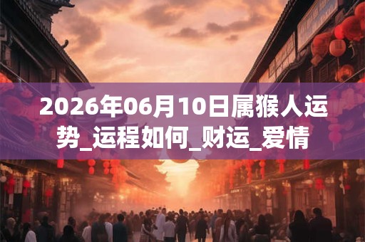 2026年06月10日属猴人运势_运程如何_财运_爱情