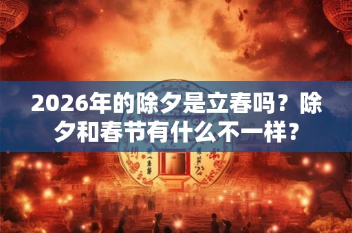 2026年的除夕是立春吗？除夕和春节有什么不一样？