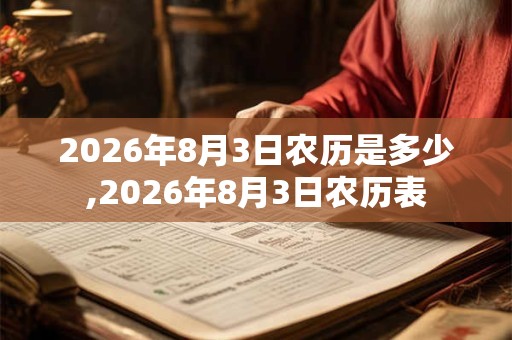 2026年8月3日农历是多少,2026年8月3日农历表