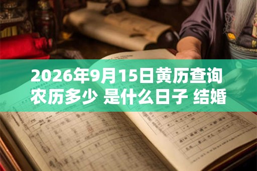 2026年9月15日黄历查询 农历多少 是什么日子 结婚吉时 2026年9月15日黄历查询 农历多少 是什么日子 结婚吉时