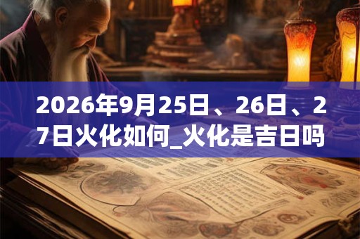 2026年9月25日、26日、27日火化如何_火化是吉日吗