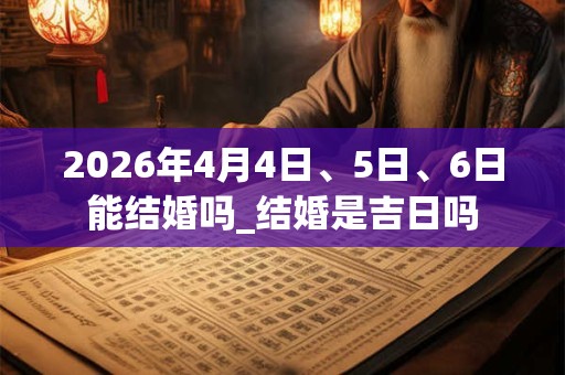 2026年4月4日、5日、6日能结婚吗_结婚是吉日吗