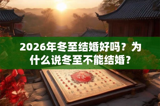 2026年冬至结婚好吗？为什么说冬至不能结婚？