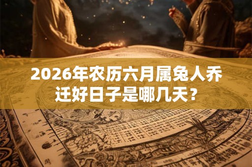 2026年农历六月属兔人乔迁好日子是哪几天？