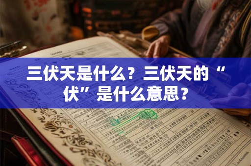 三伏天是什么？三伏天的“伏”是什么意思？