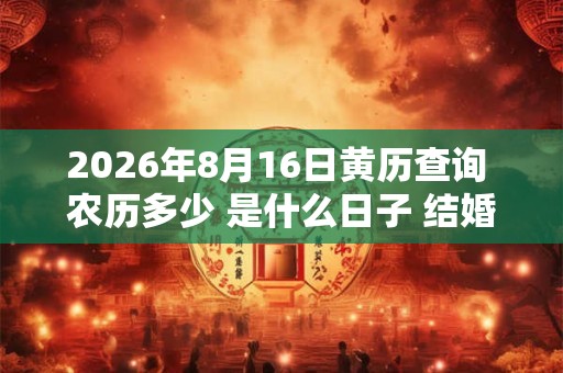 2026年8月16日黄历查询 农历多少 是什么日子 结婚吉时 2026年8月16日黄历查询 农历多少 是什么日子 结婚吉时