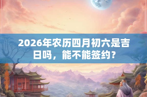2026年农历四月初六是吉日吗，能不能签约？