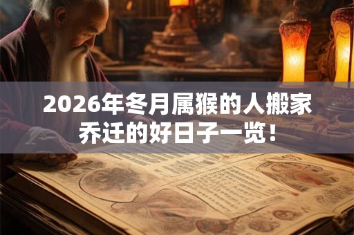 2026年冬月属猴的人搬家乔迁的好日子一览！