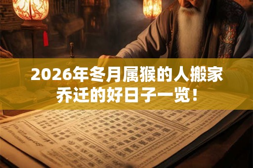 2026年冬月属猴的人搬家乔迁的好日子一览！