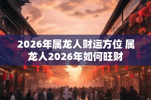 2026年属龙人财运方位 属龙人2026年如何旺财