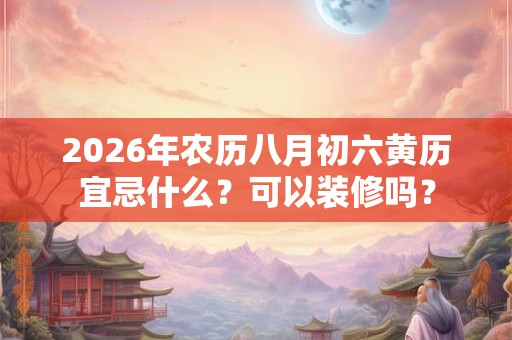 2026年农历八月初六黄历宜忌什么？可以装修吗？