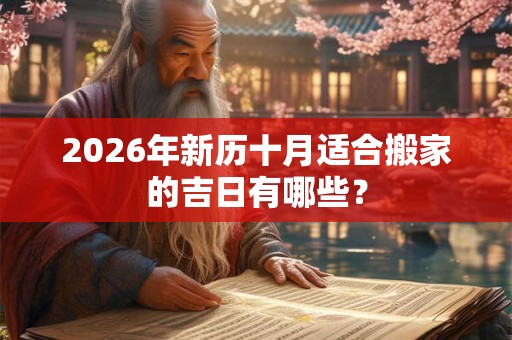 2026年新历十月适合搬家的吉日有哪些？