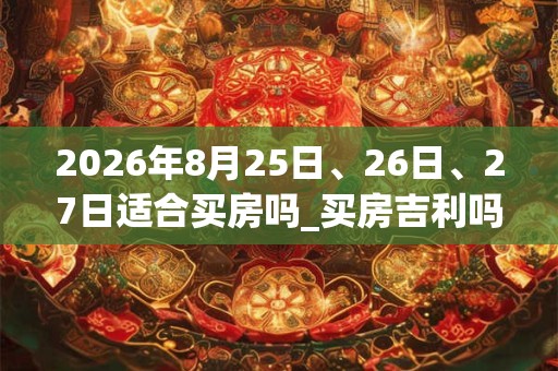2026年8月25日、26日、27日适合买房吗_买房吉利吗
