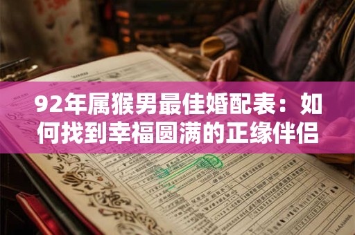 92年属猴男最佳婚配表：如何找到幸福圆满的正缘伴侣？