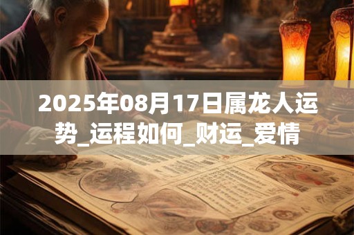 2025年08月17日属龙人运势_运程如何_财运_爱情