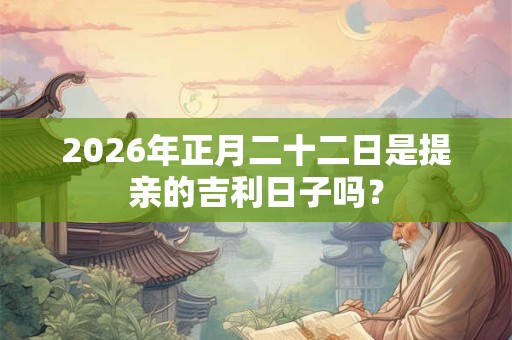 2026年正月二十二日是提亲的吉利日子吗？