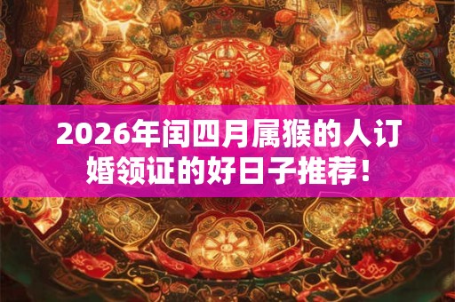 2026年闰四月属猴的人订婚领证的好日子推荐！