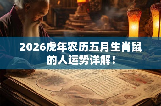 2026虎年农历五月生肖鼠的人运势详解！