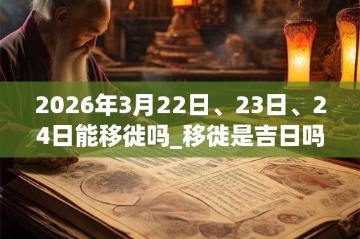 2026年3月22日、23日、24日能移徙吗_移徙是吉日吗
