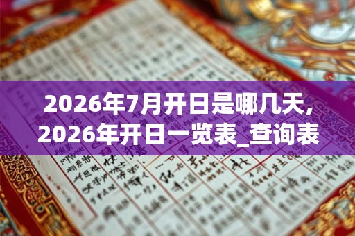 2026年7月开日是哪几天,2026年开日一览表_查询表
