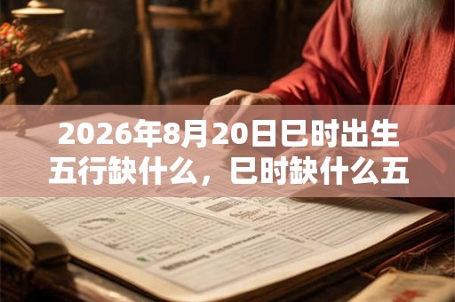 2026年8月20日巳时出生五行缺什么，巳时缺什么五行