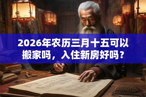 2026年农历三月十五可以搬家吗，入住新房好吗？