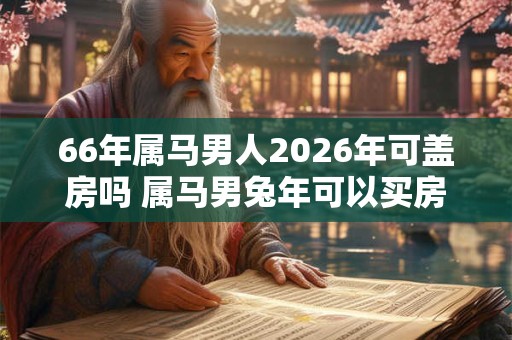 66年属马男人2026年可盖房吗 属马男兔年可以买房吗