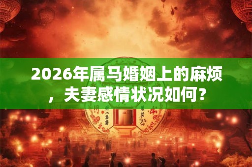 2026年属马婚姻上的麻烦，夫妻感情状况如何？