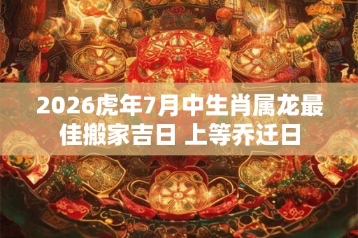 2026虎年7月中生肖属龙最佳搬家吉日 上等乔迁日 2026虎年7月中生肖属龙最佳搬家吉日 上等乔迁日