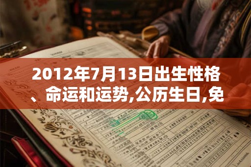 2012年7月13日出生性格、命运和运势,公历生日,免费算命
